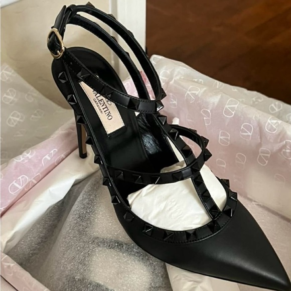 Valentino Black Strappy Studded Heels
